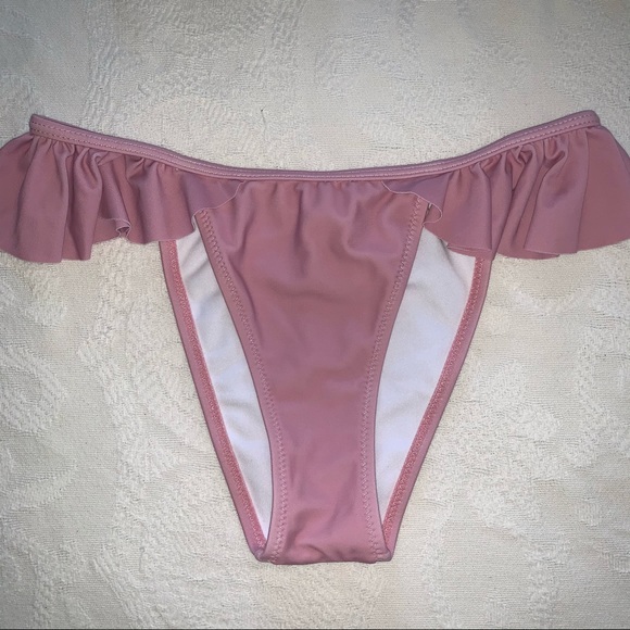 NEW Blush Pink Ruffle Bikini 2 Piece Dusty Rose - Picture 3 of 7